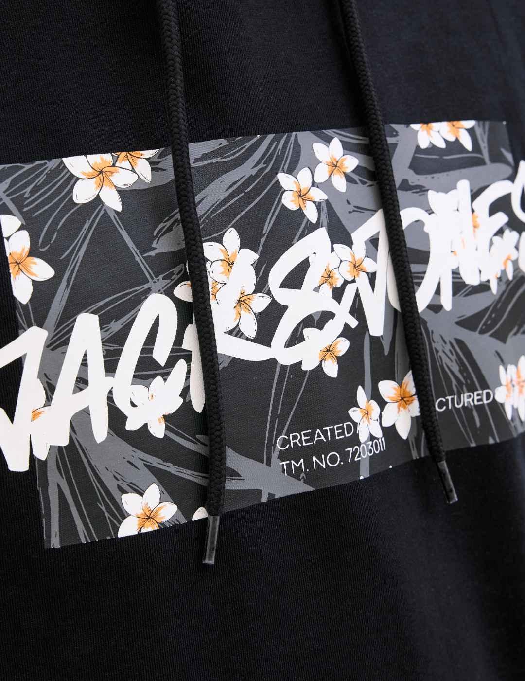 Sudadera Jack&Jones Hawaii negro con capucha para hombre