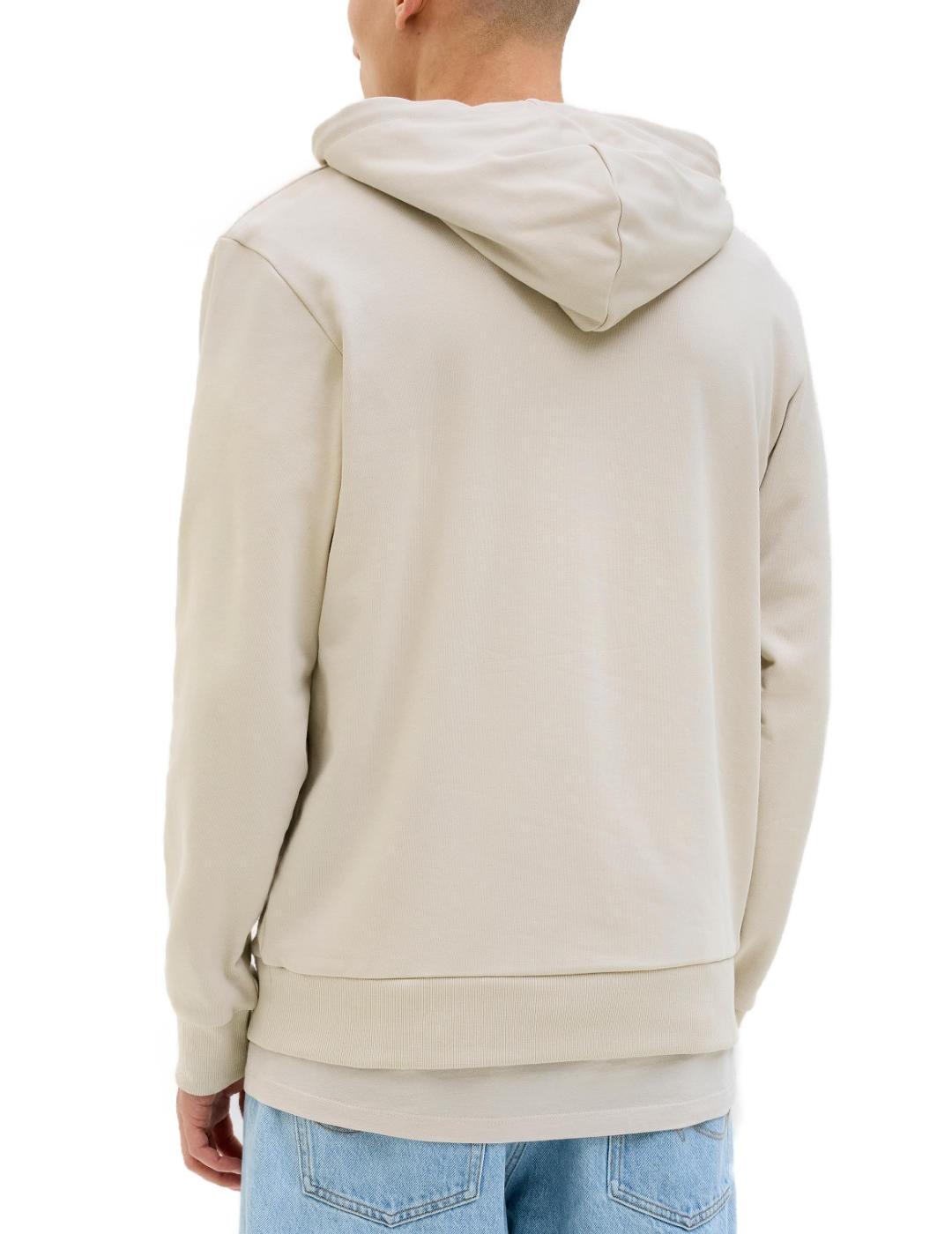 Sudadera Jack&Jones Hawaii beige con capucha para hombre