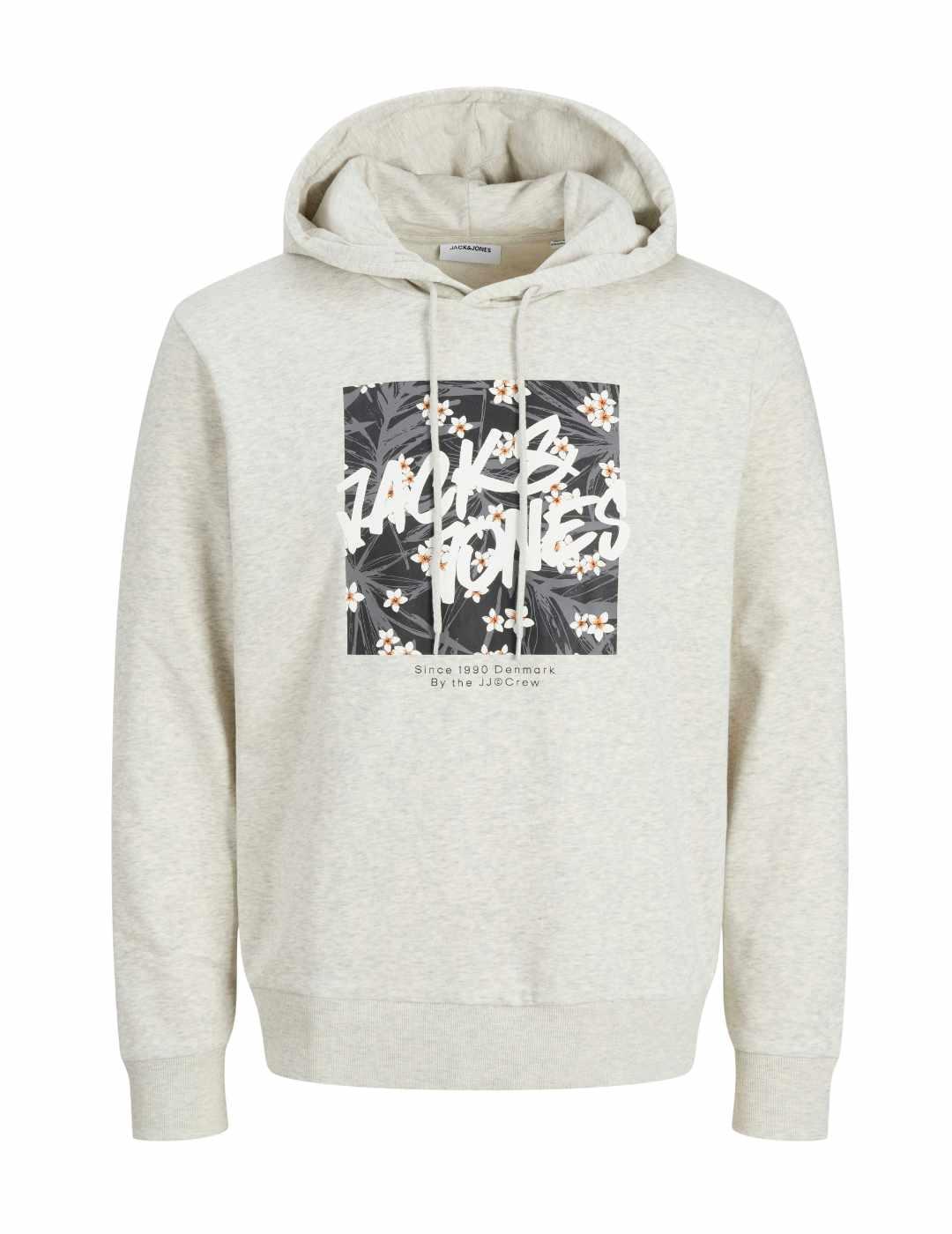 Sudadera Jack&Jones Hawaii gris con capucha para hombre