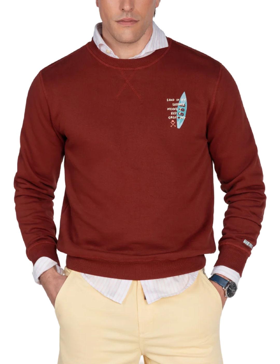 Sudadera Harper&Neyer Sand burdeos sin capucha para hombre