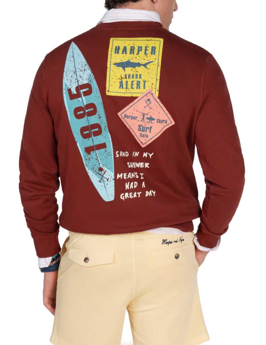 Sudadera Harper&Neyer Sand burdeos sin capucha para hombre