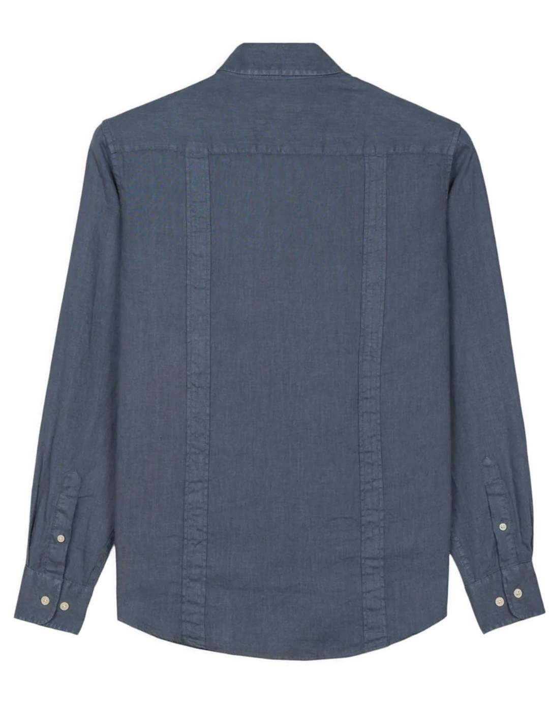 Camisa Harper & Neyer Guayabera azul de lino para hombre