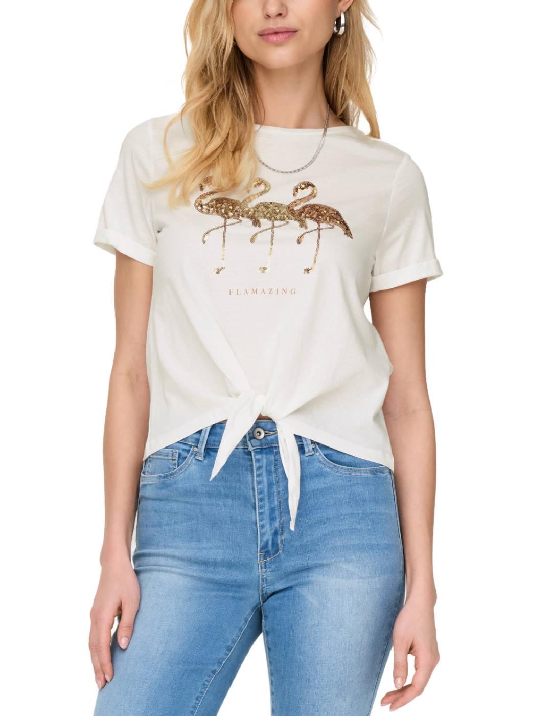 Camiseta Only Dora blanco manga corta para mujer