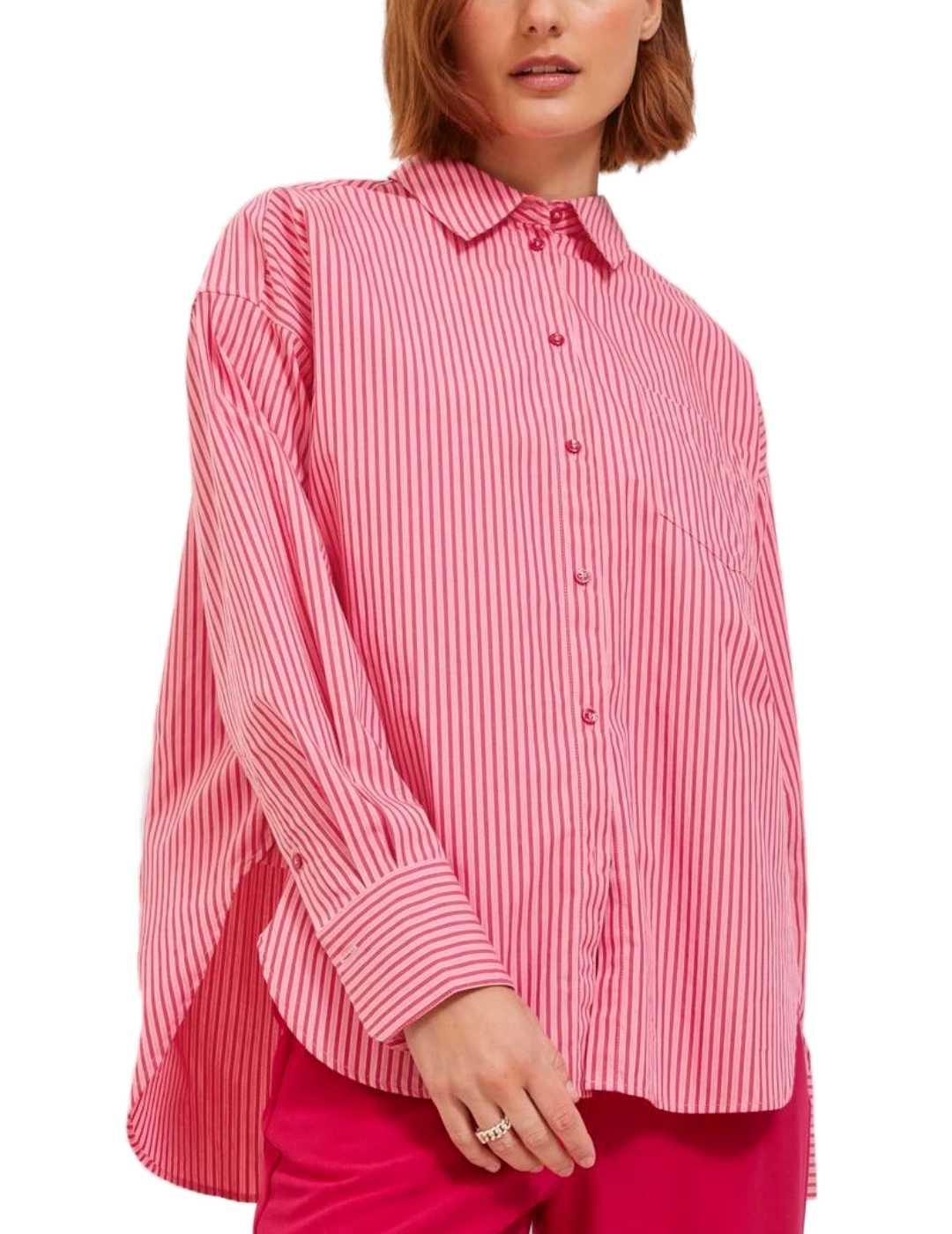 Camisa JJXX Jamie rosa rayas blancas relaxed para mujer