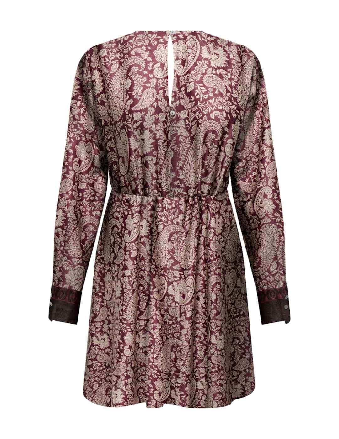 Vestido Only Jane burdeos y beige estampado para mujer