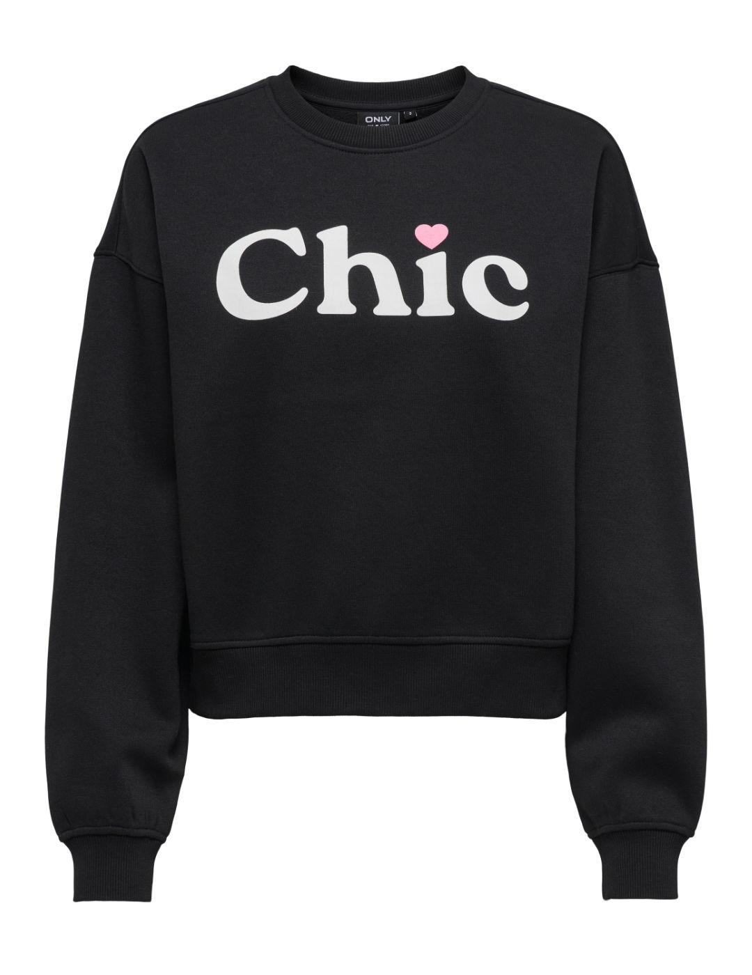 Sudadera Only Best Chic negra cropped afelpada de mujer