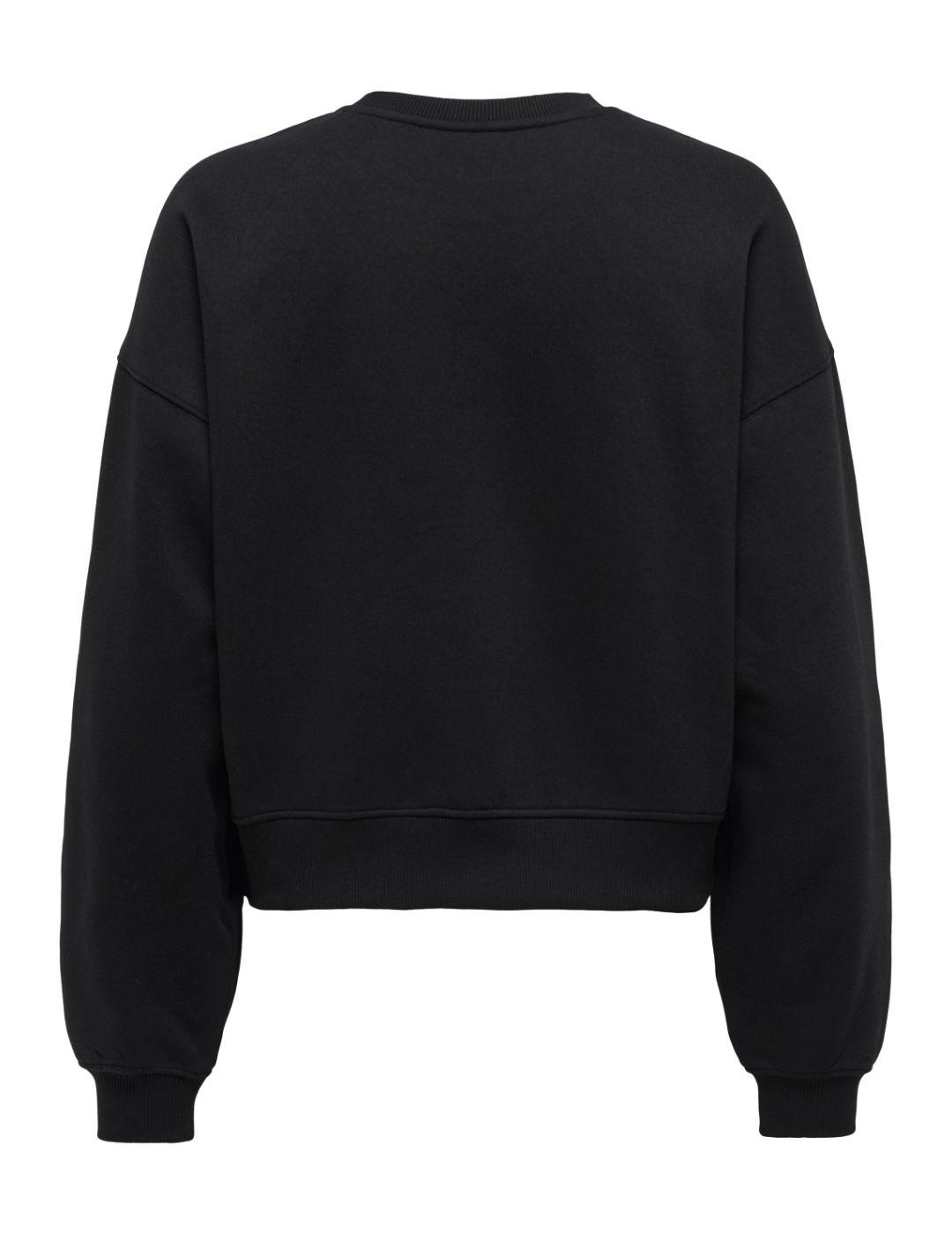 Sudadera Only Best Chic negra cropped afelpada de mujer