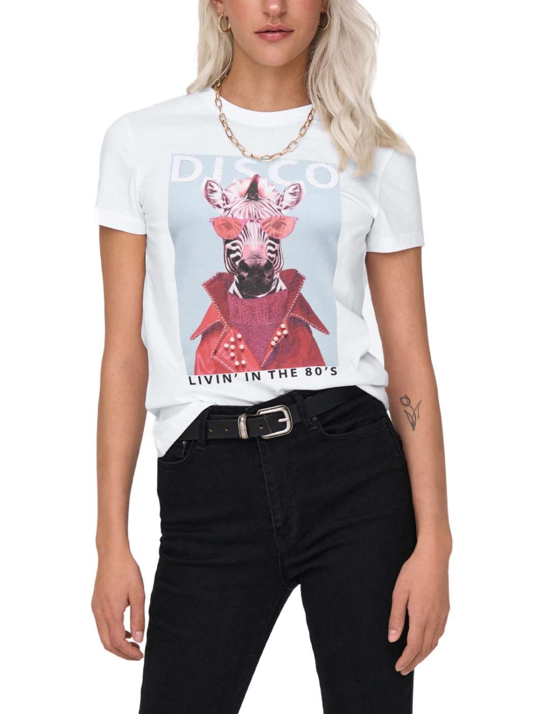 Camiseta Only Vibe cebra perlas manga corta para mujer