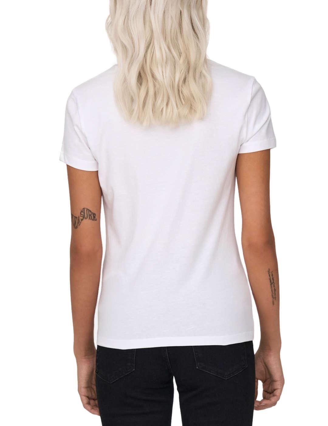 Camiseta Only Vibe cebra perlas manga corta para mujer