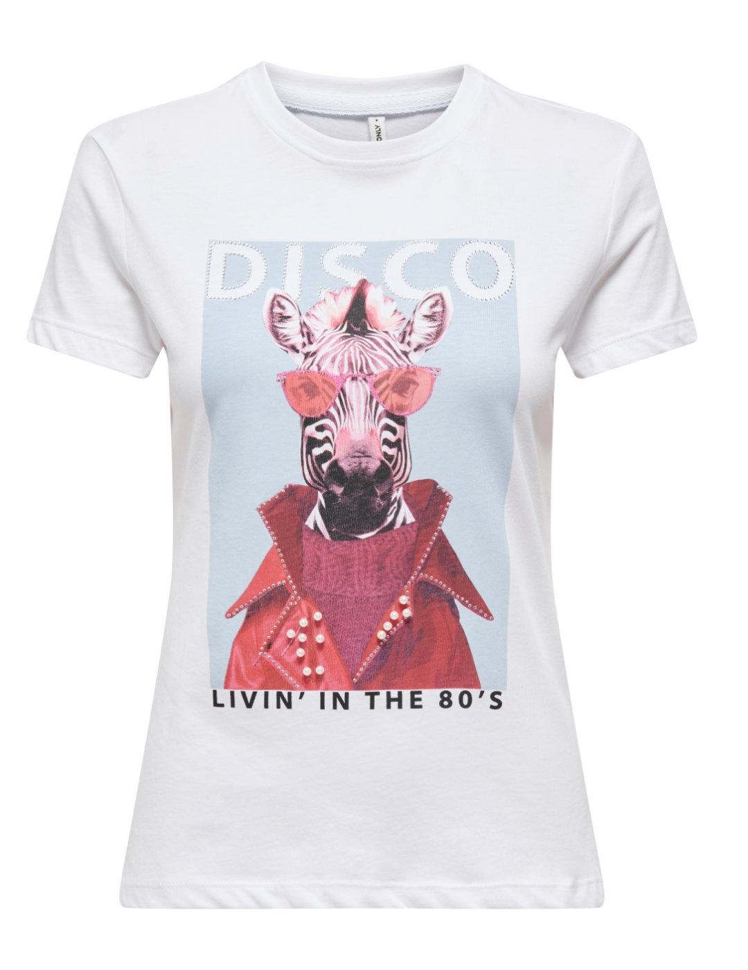 Camiseta Only Vibe cebra perlas manga corta para mujer