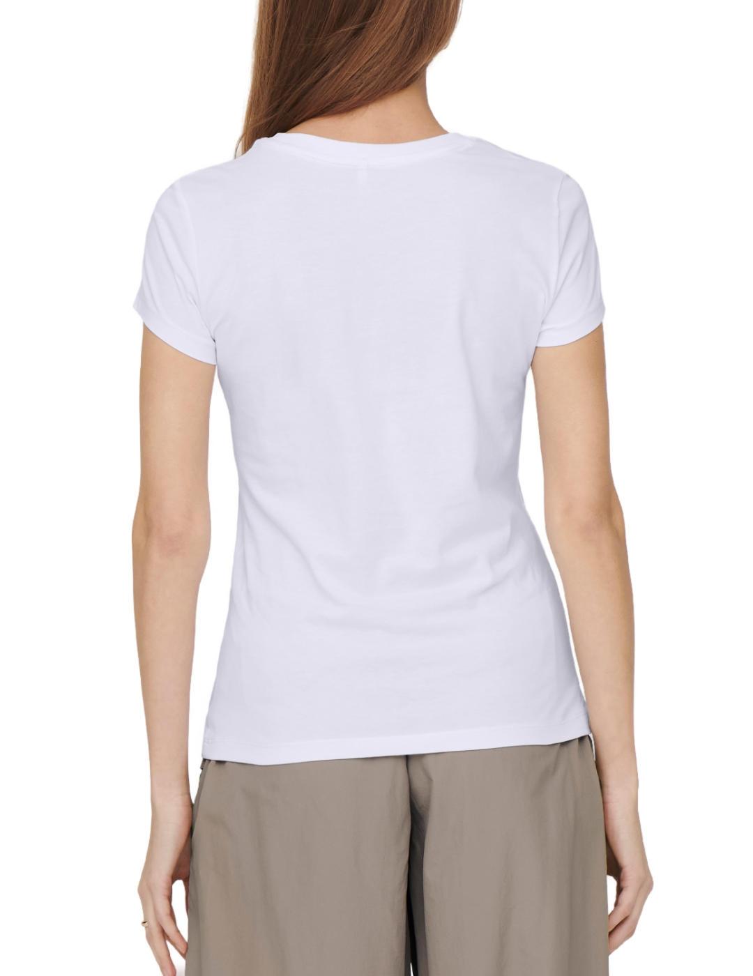 Camiseta Only Vibe blanca Leopardo manga corta de mujer