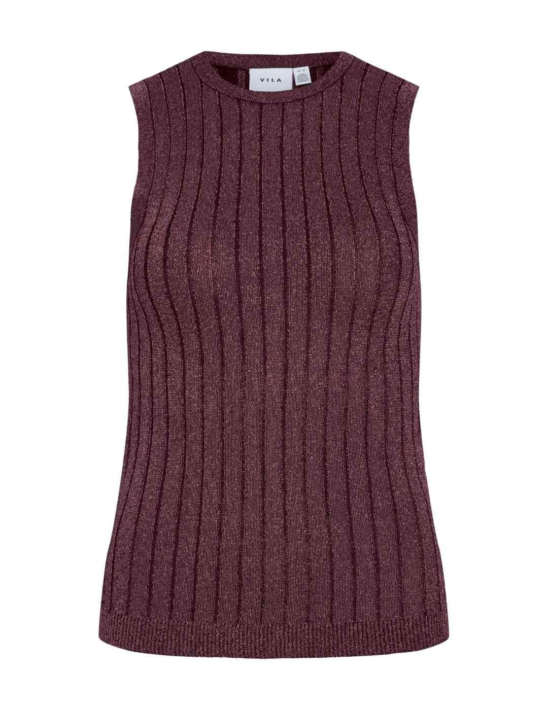 Top Vila Vermei Glitter granate manga sisa de mujer