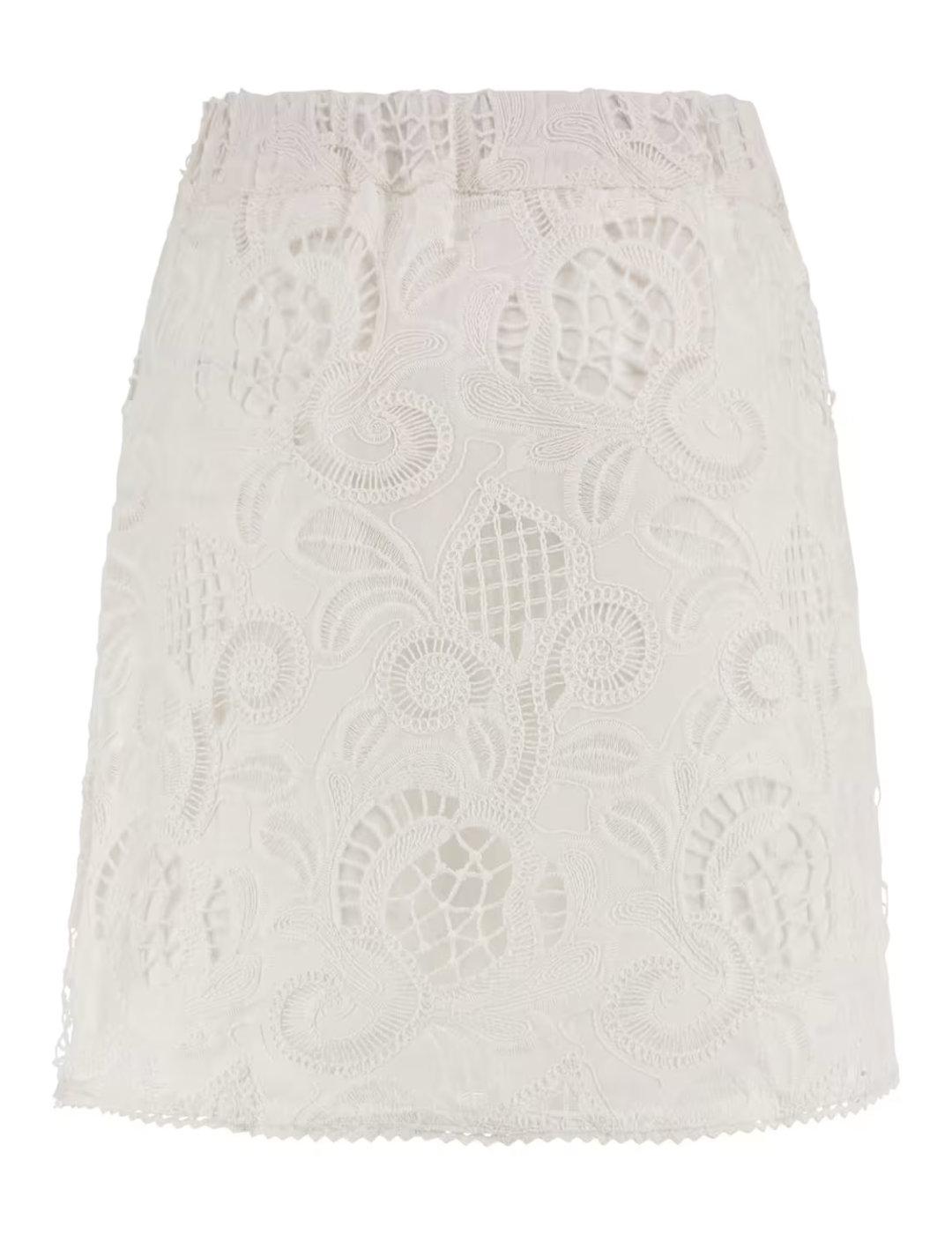 Falda Guess Domitille blanco roto bordados para mujer