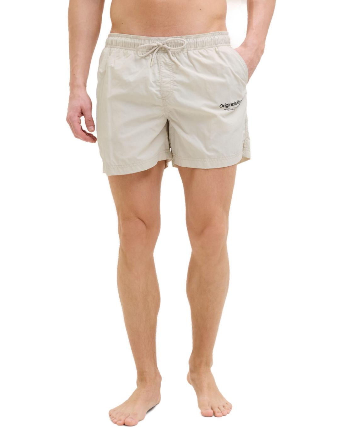 Bañador Jack&Jones Naxos beige con bolsillos para hombre