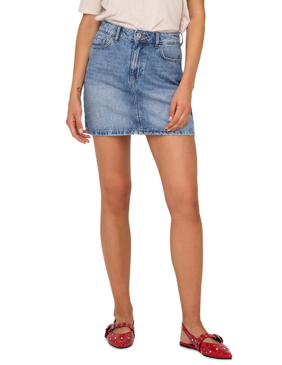 Falda Only Stella Denim mini azul claro para mujer