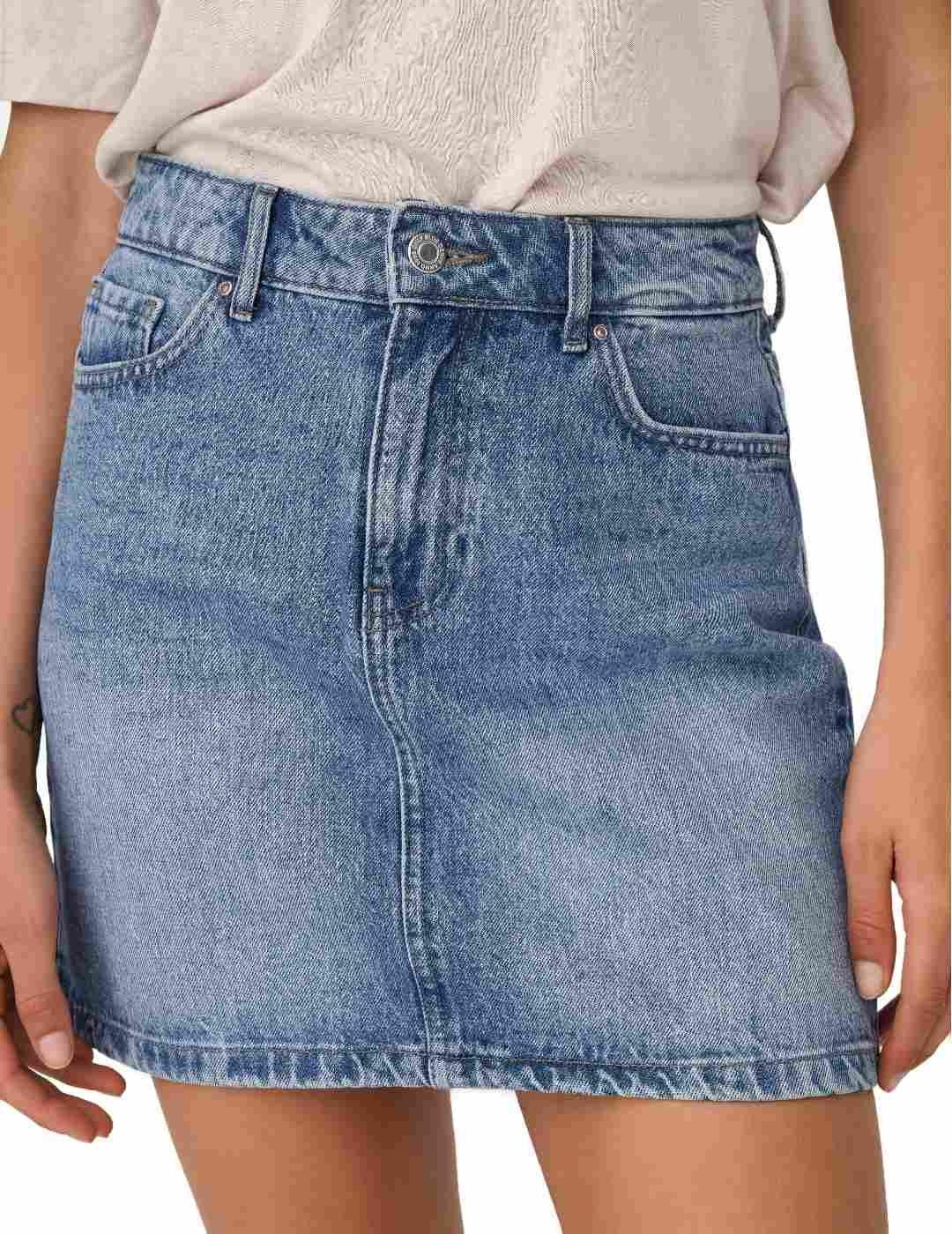 Falda Only Stella Denim mini azul claro para mujer
