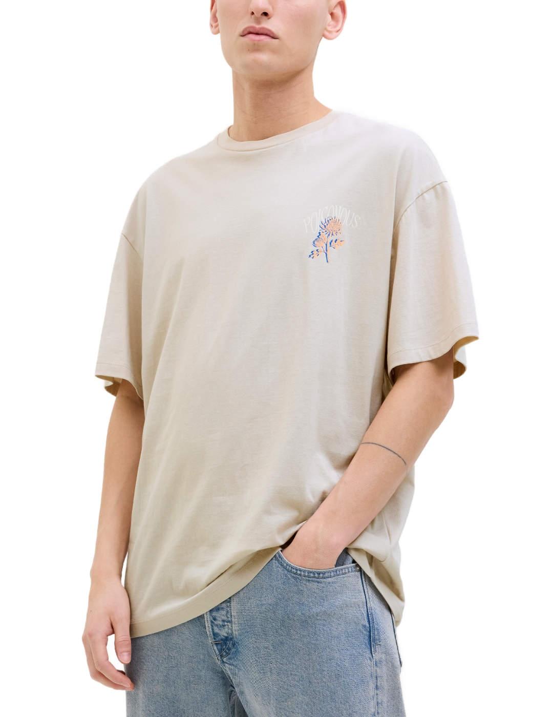 Camiseta Jack&Jones Charge beige manga corta para hombre