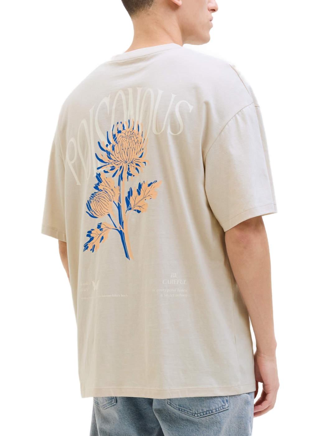 Camiseta Jack&Jones Charge beige manga corta para hombre