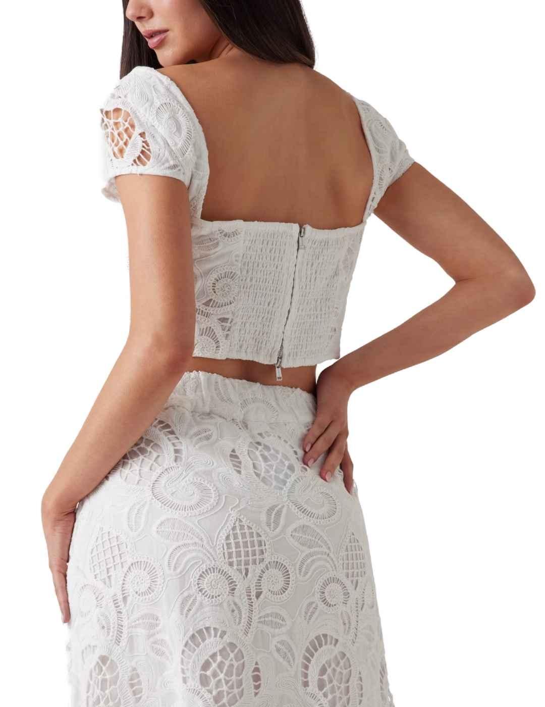 Top Guess Domitille Corset blanco bordados de mujer