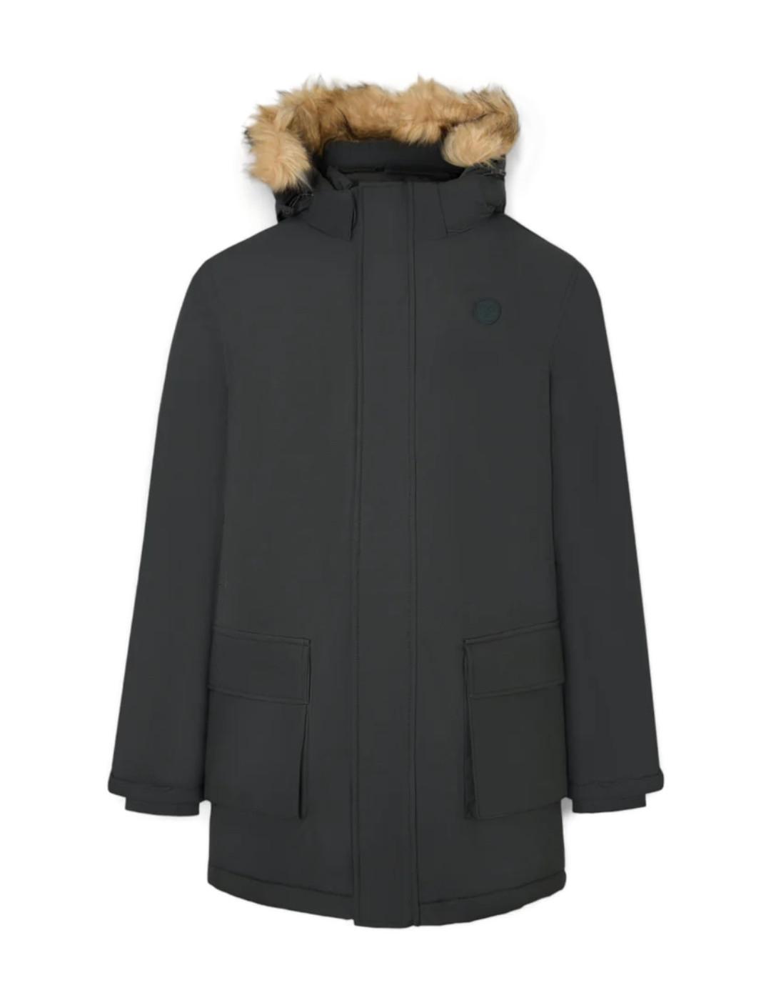 Abrigo Silbon tecnico verde oscuro capucha pelo de hombre