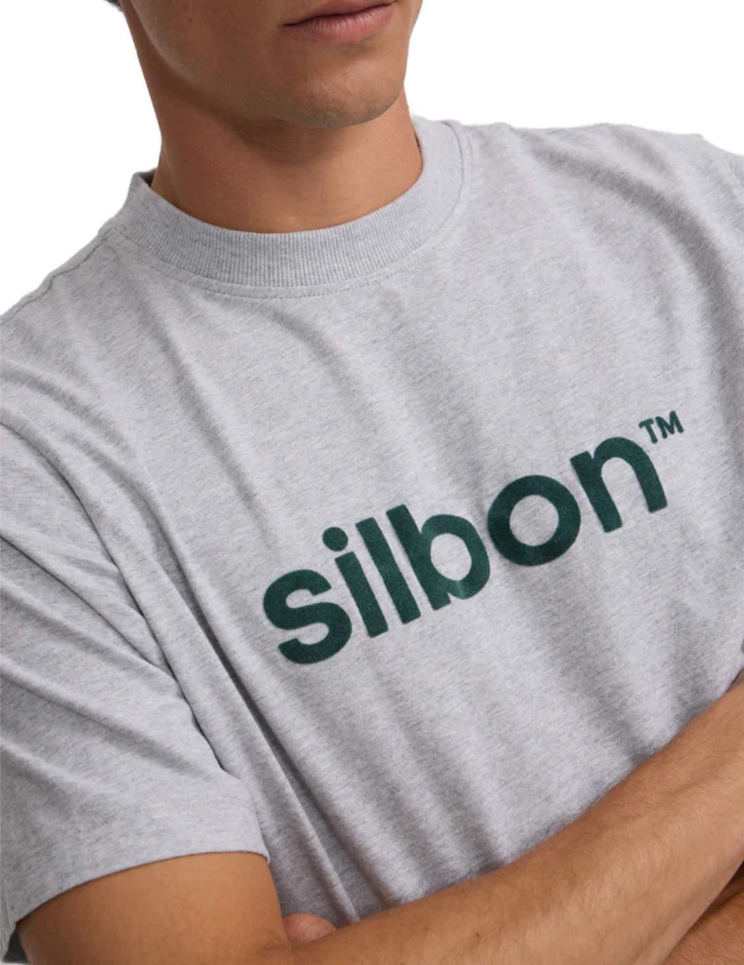 Camiseta Silbon flock regular fit gris de hombre