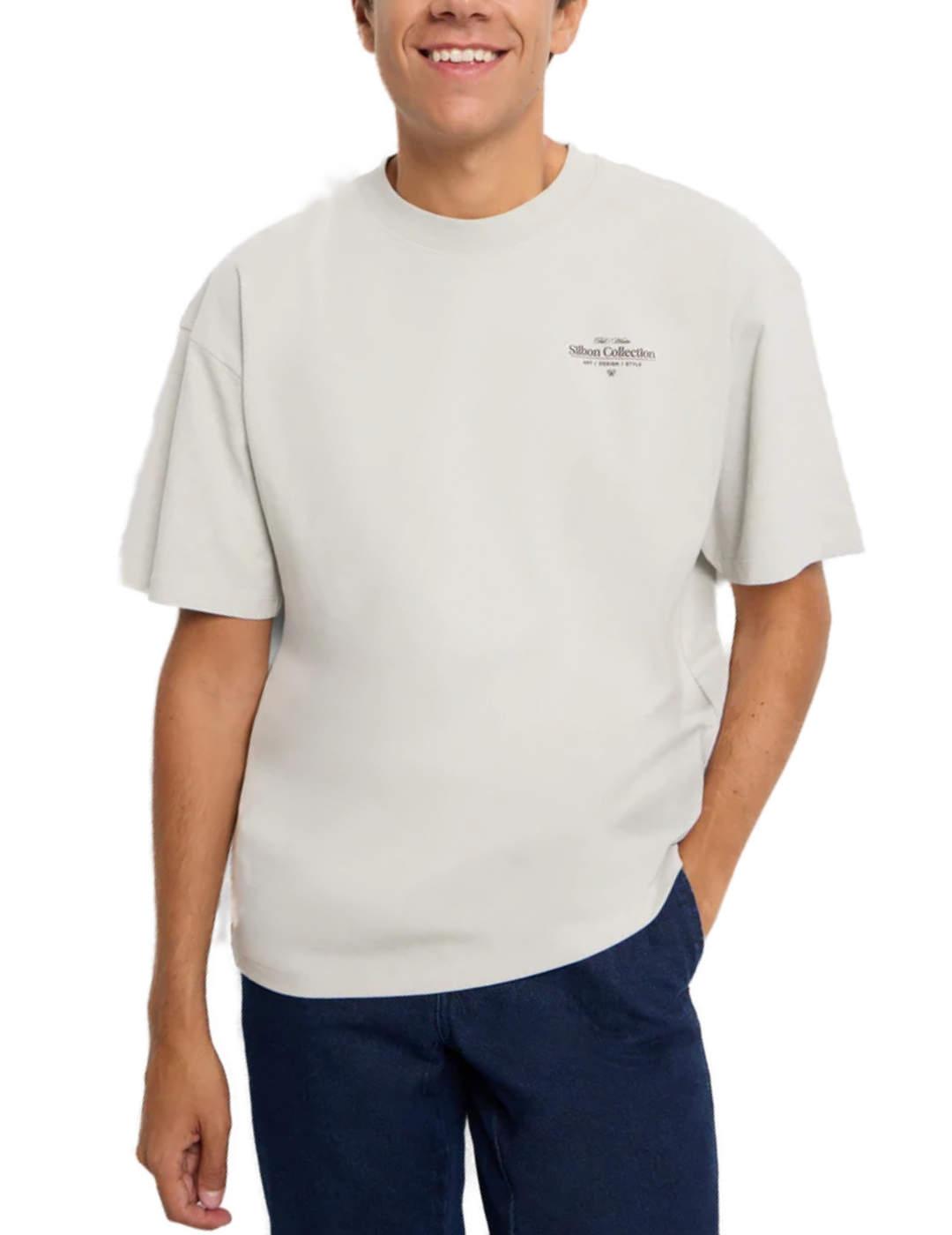 Camiseta Silbon relaxed fit gris manga corta para hombre