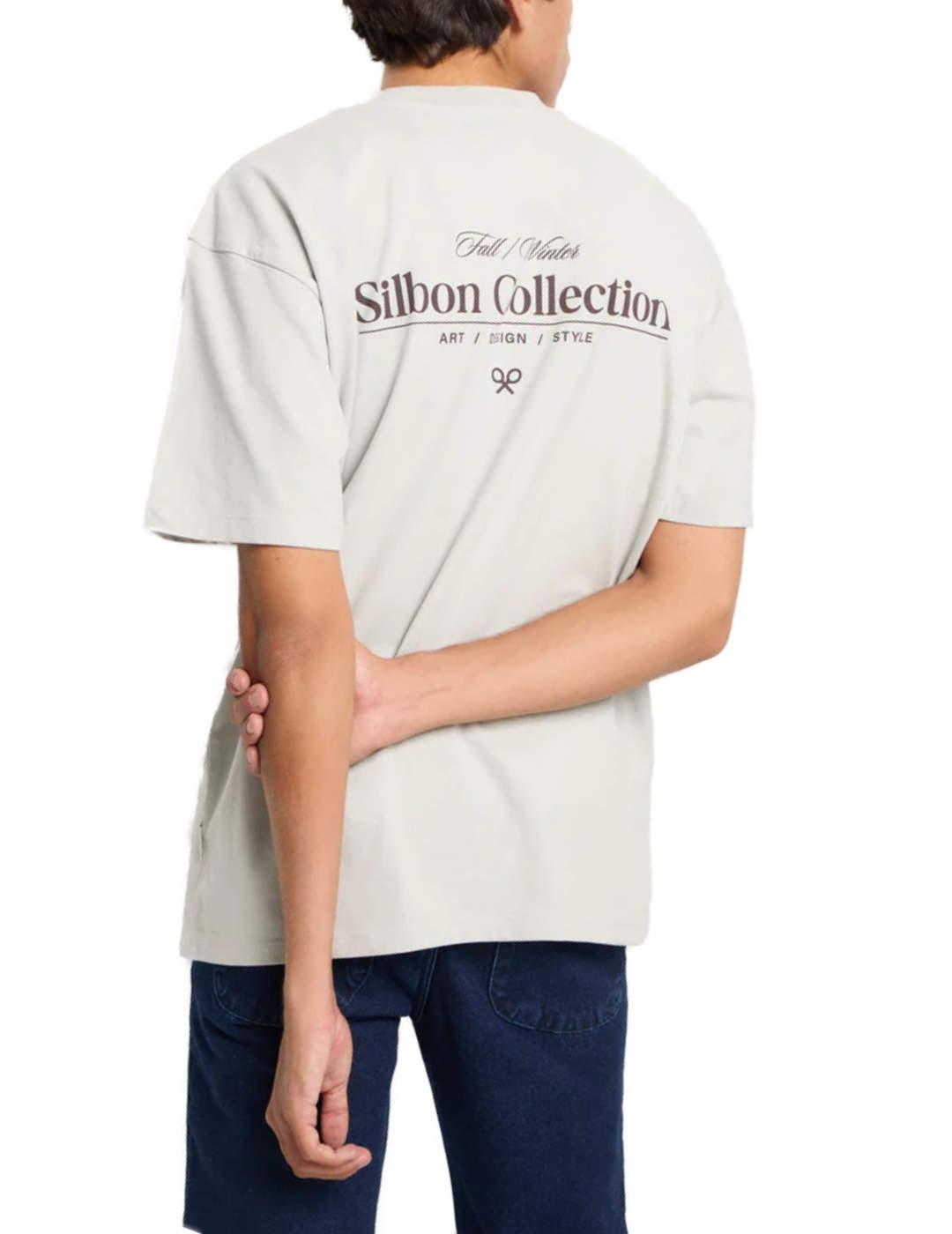 Camiseta Silbon relaxed fit gris manga corta para hombre