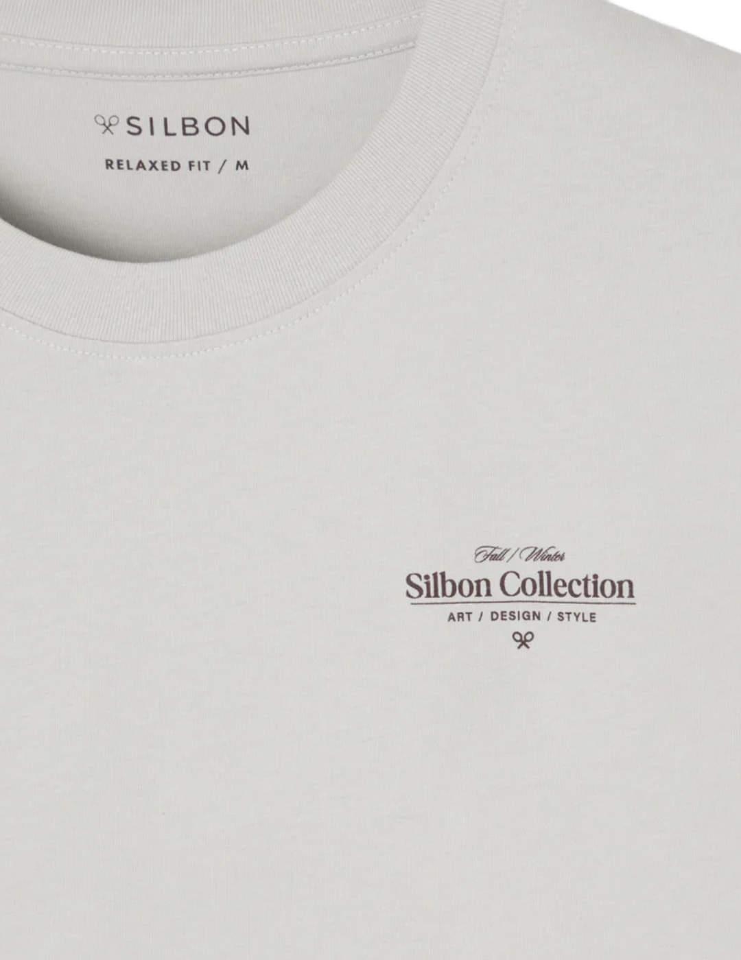 Camiseta Silbon relaxed fit gris manga corta para hombre