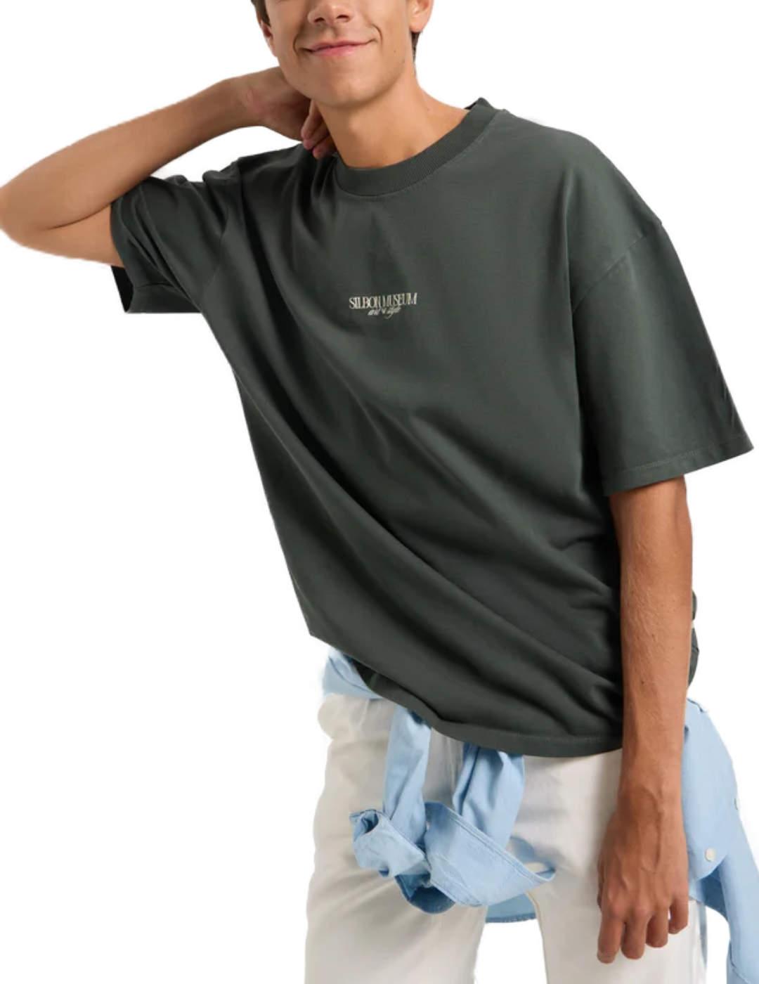 Camiseta Silbon relaxed fit oversize museum verde hombre
