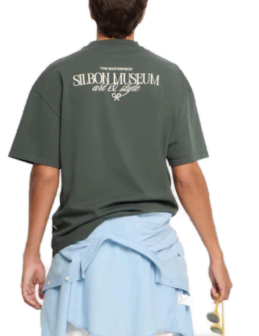 Camiseta Silbon relaxed fit oversize museum verde hombre