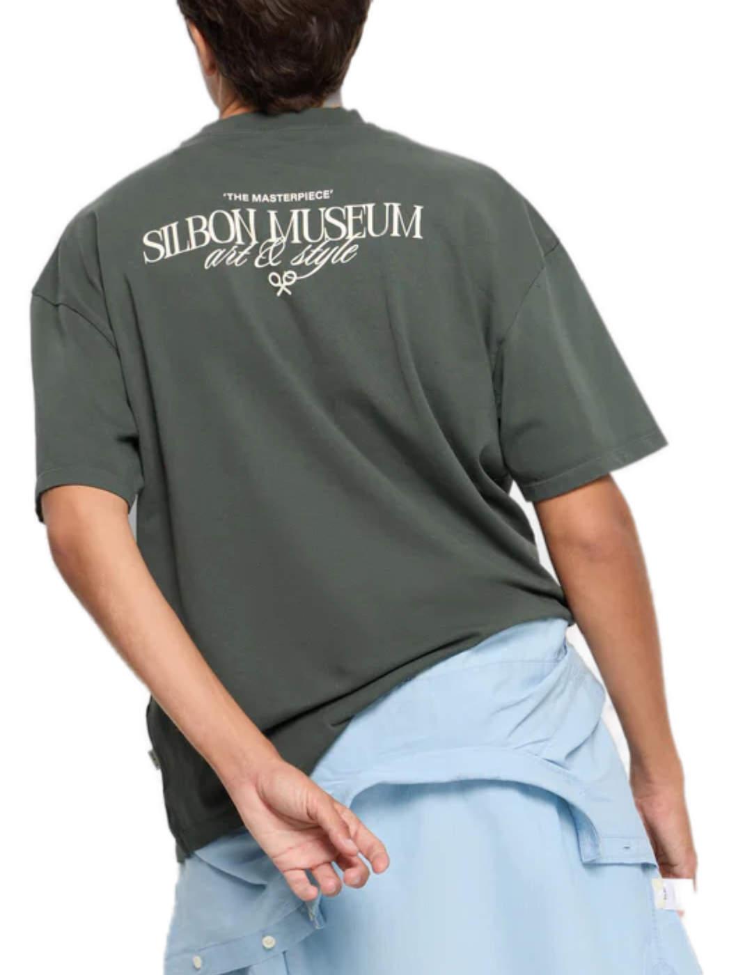 Camiseta Silbon relaxed fit oversize museum verde hombre