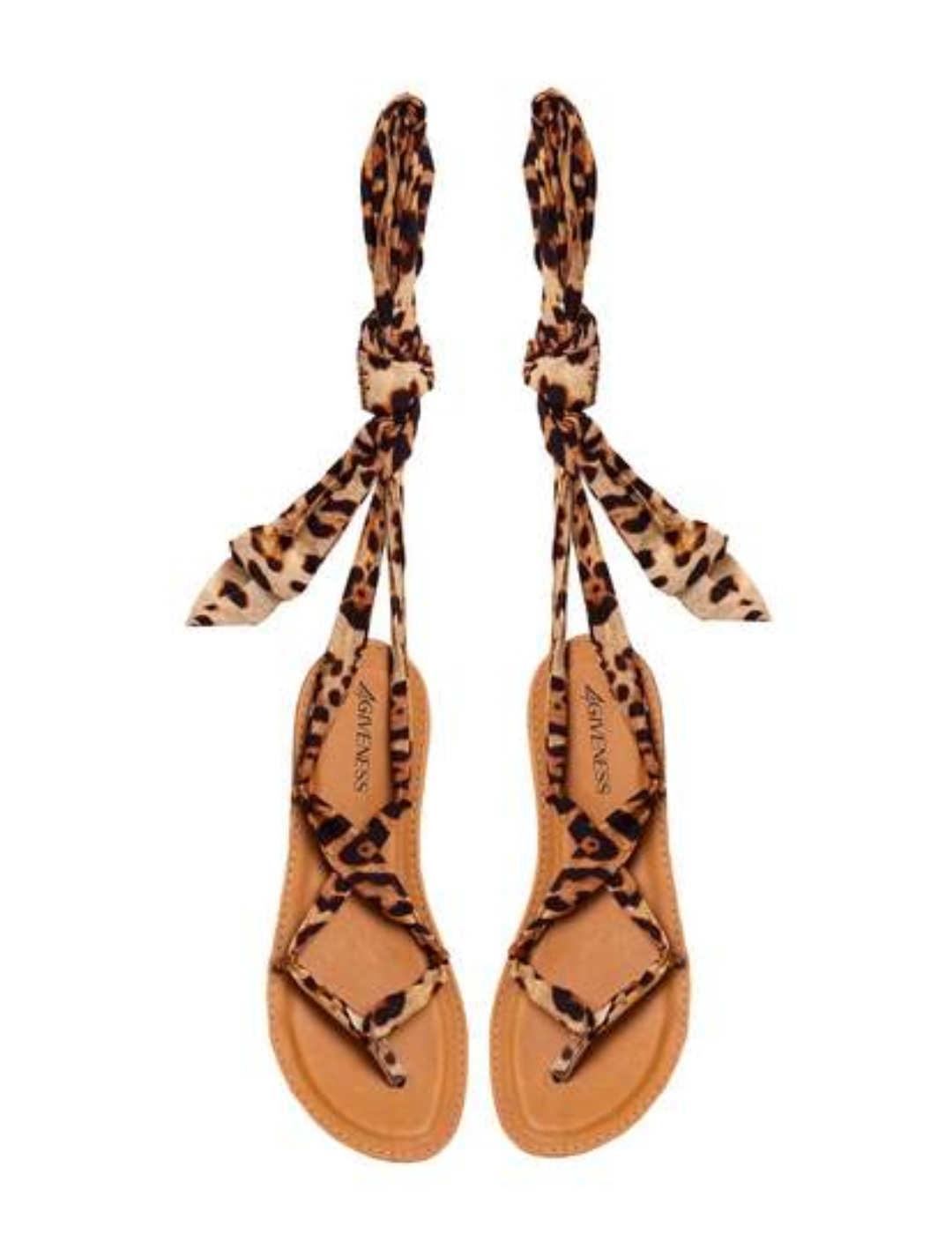 Sandalias 4Givennes leopardo de dedo tiras para mujer
