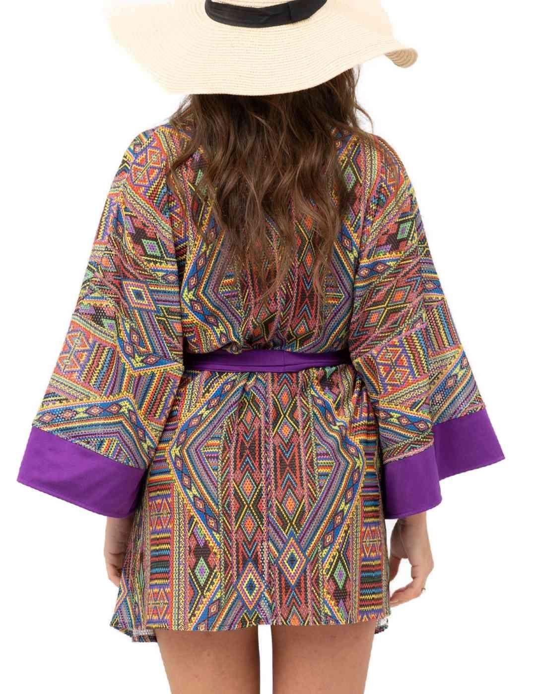 Kimono 4Givennes estampado multicolor étinco para mujer