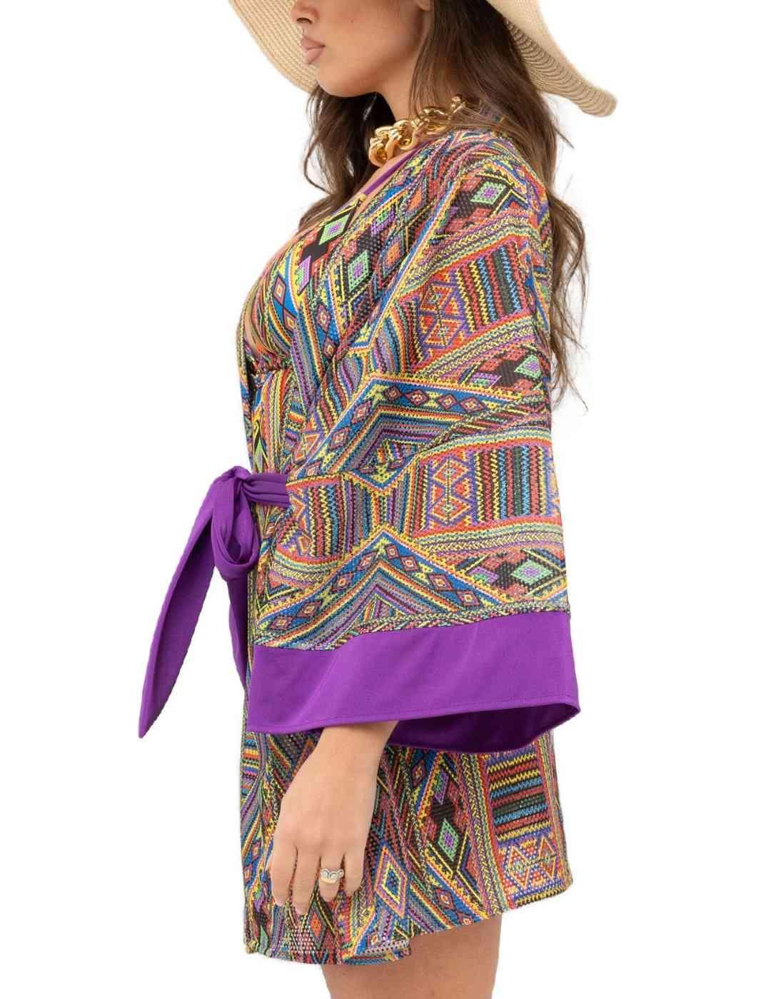 Kimono 4Givennes estampado multicolor étinco para mujer