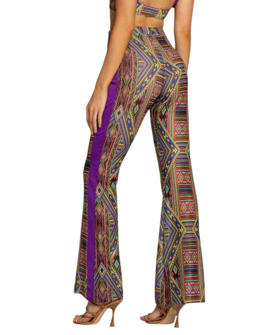 Pantalones 4Givennes campana multicolor masai para mujer