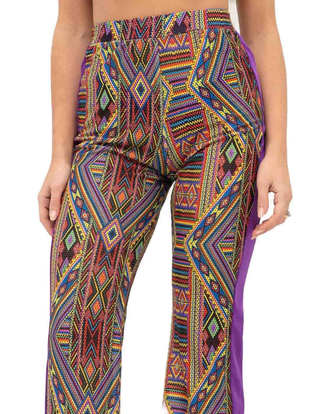 Pantalones 4Givennes campana multicolor masai para mujer