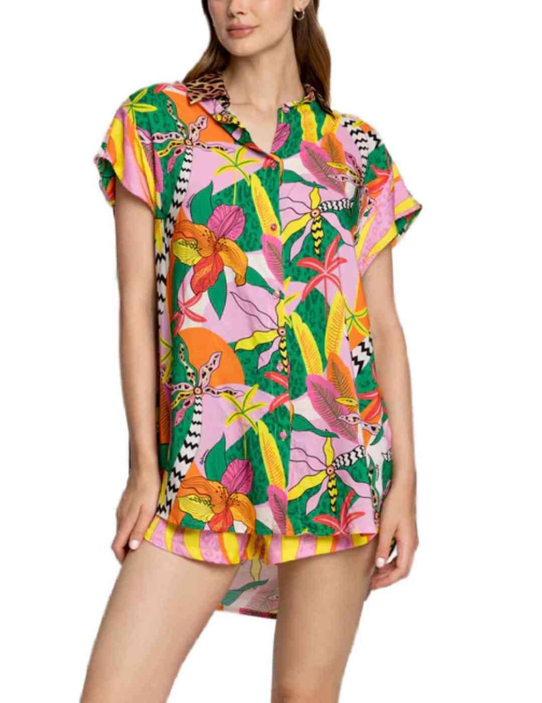 Mini vestido 4Givennes tropical estilo fasano para mujer