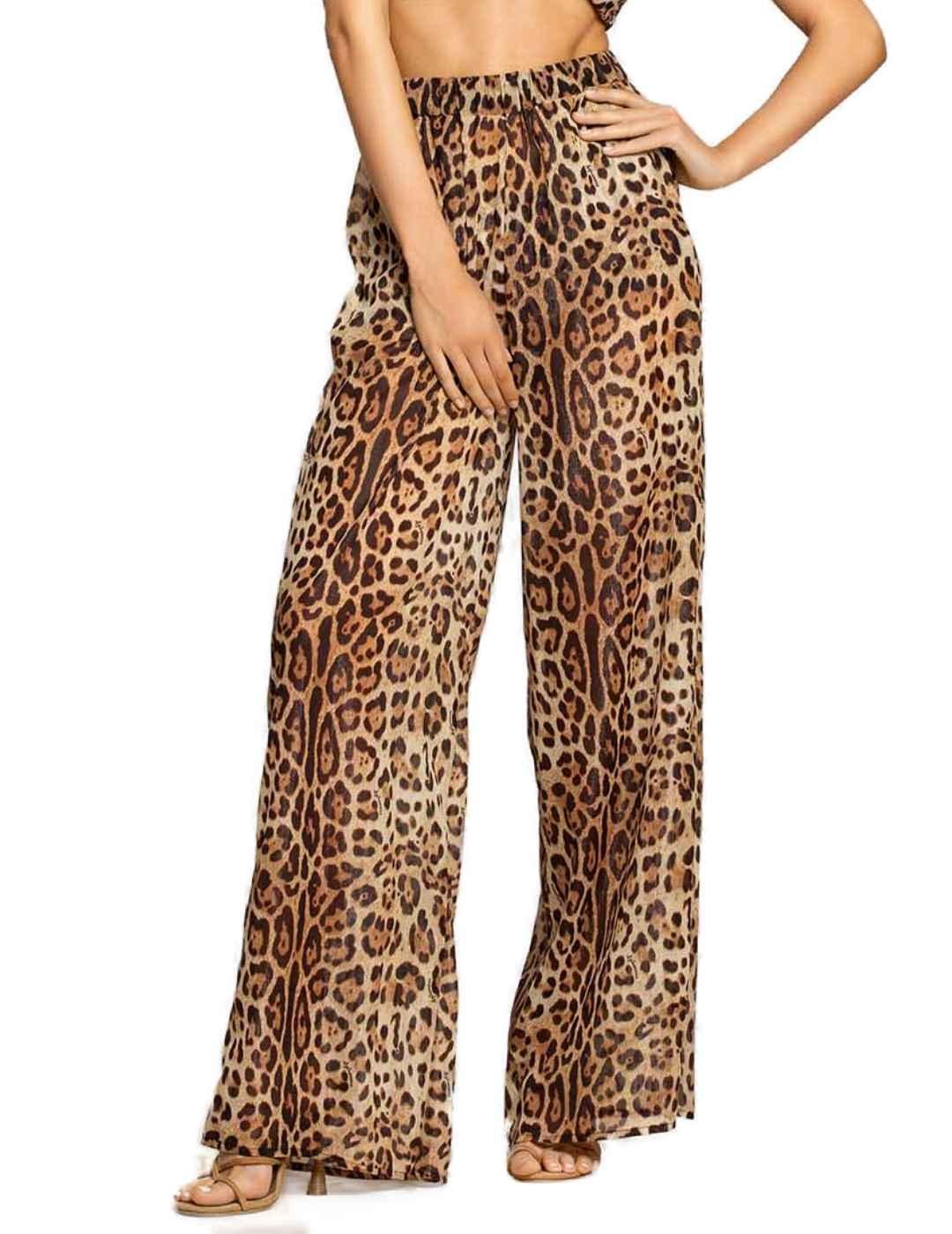 Pantalones 4Givennes alma leopardo palazzo para mujer