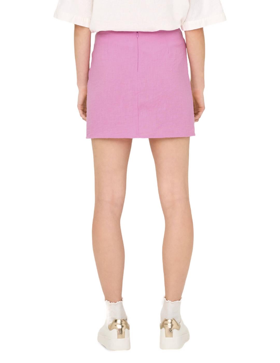 Falda Only Lemmia Life mini rosa chicle cruzada para mujer