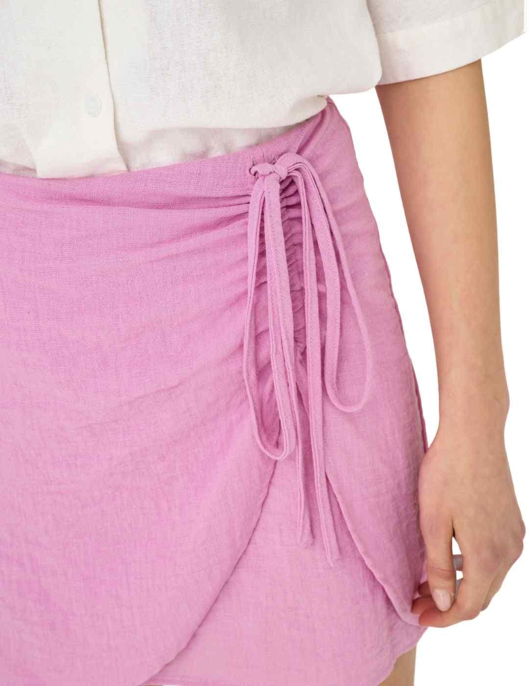 Falda Only Lemmia Life mini rosa chicle cruzada para mujer