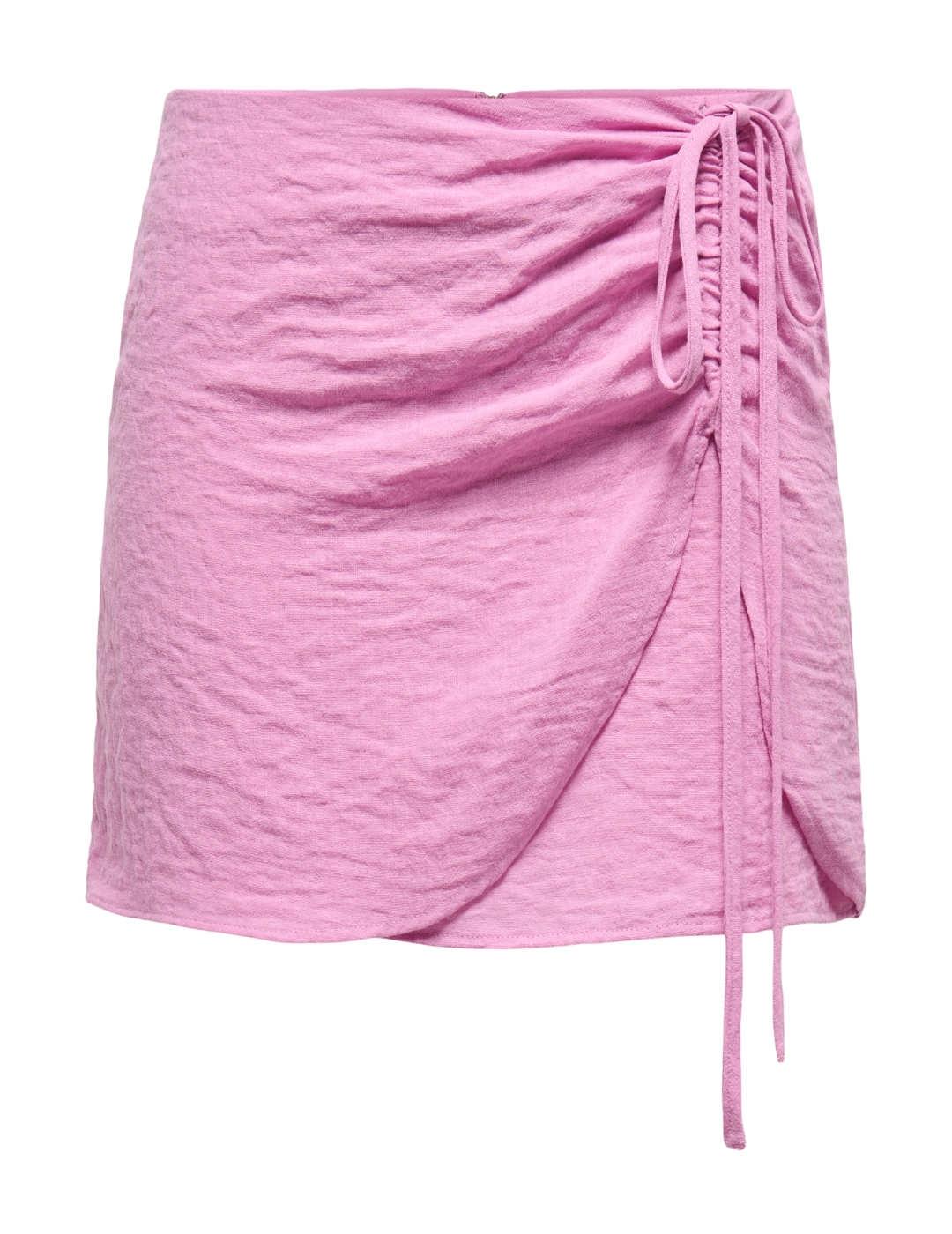 Falda Only Lemmia Life mini rosa chicle cruzada para mujer