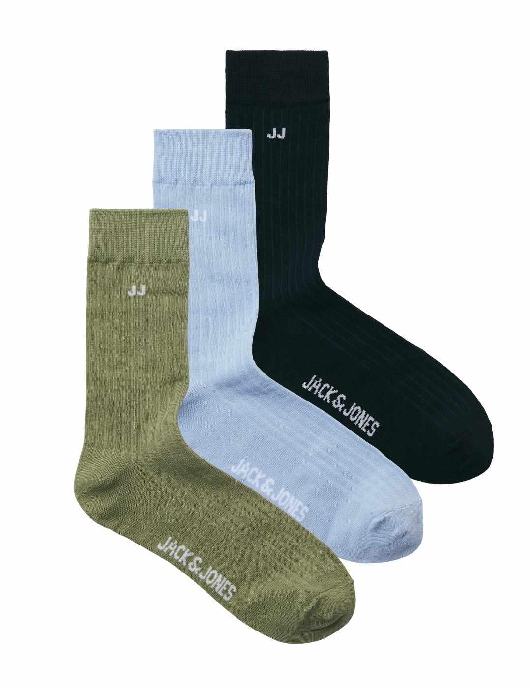 Calcetines Jack & Jones Solid pack de 3 multicolor de hombre