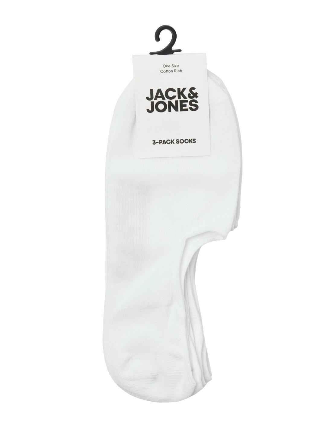 Pack 3 calcetines Jack & Jones Douglas blancos pinkie hombre