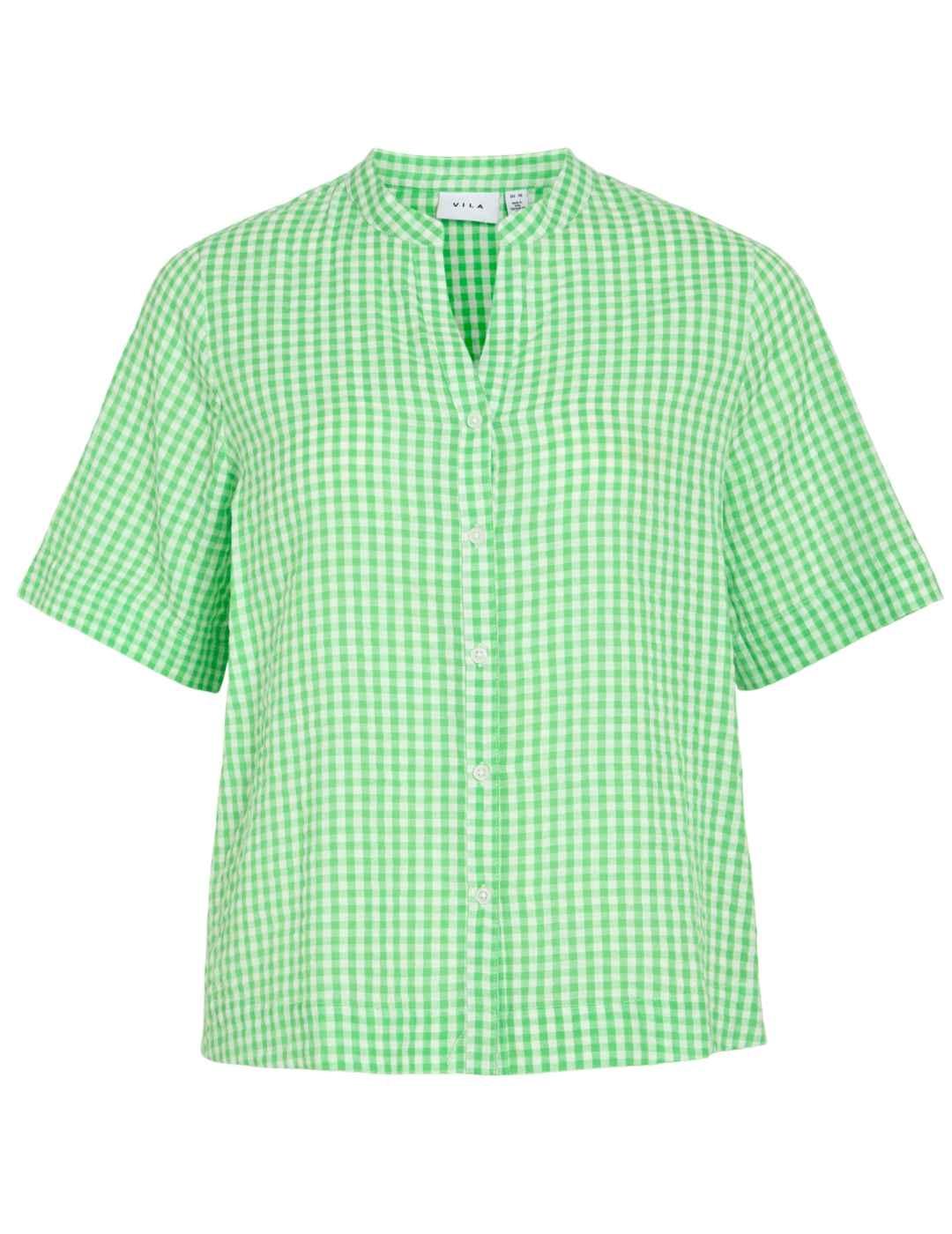 Camisa Vila Alvaro cuadro vichy verde manga 2/4 para mujer