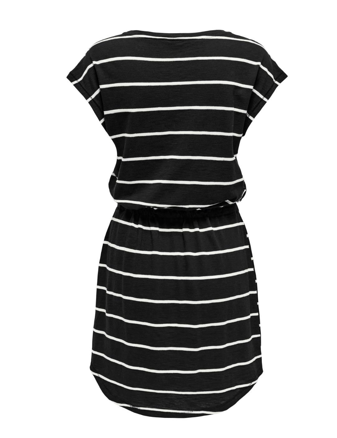 Vestido Only Summer mini negro rayas blancas para mujer