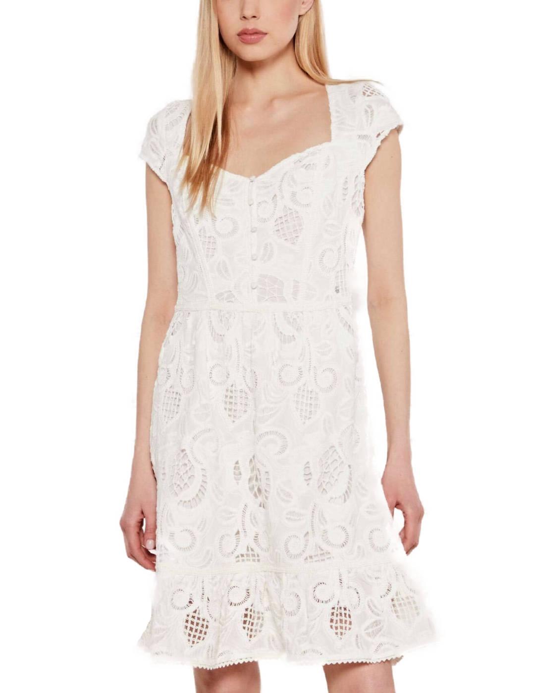 Vestido Guess Embro mini blanco bordado para mujer