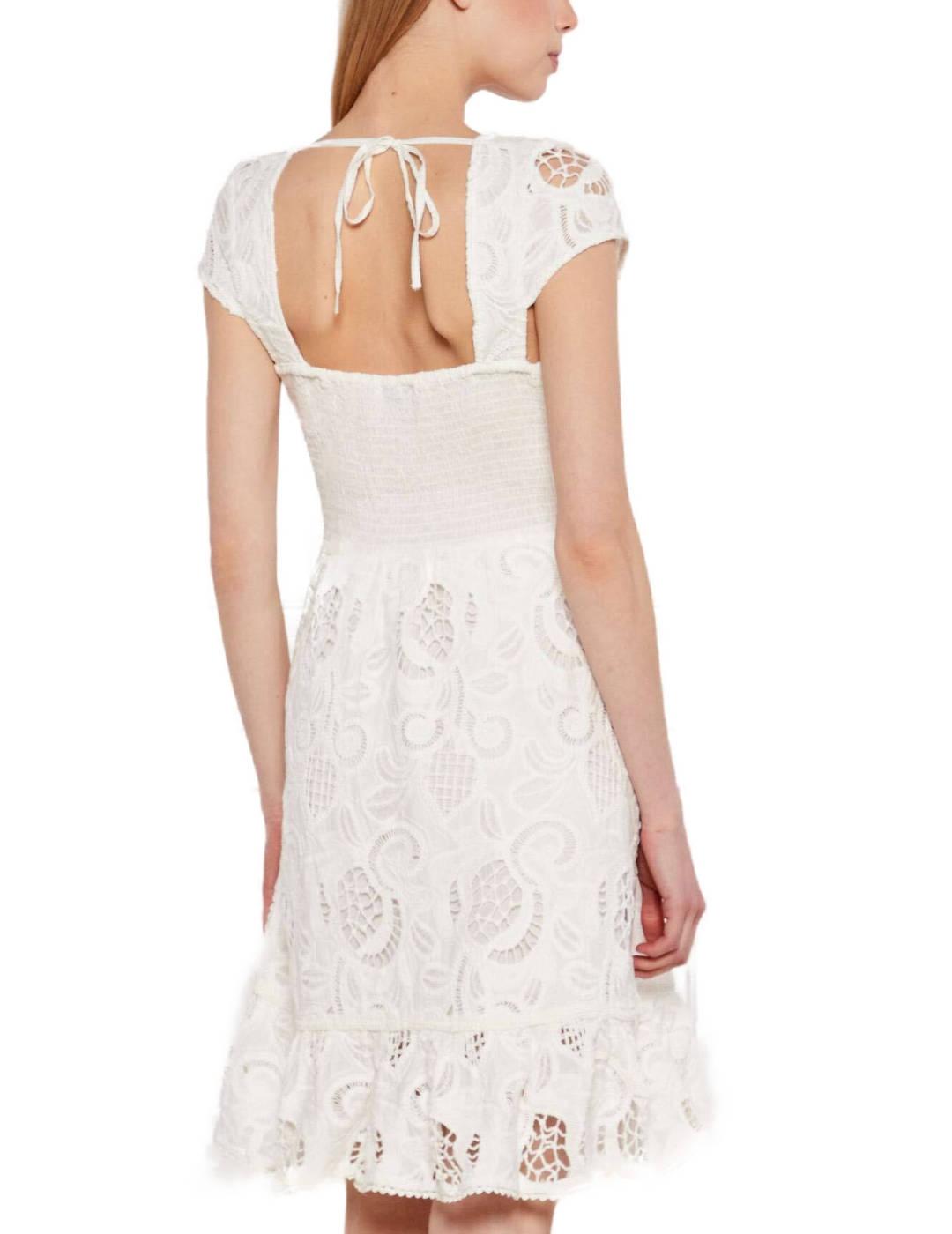 Vestido Guess Embro mini blanco bordado para mujer