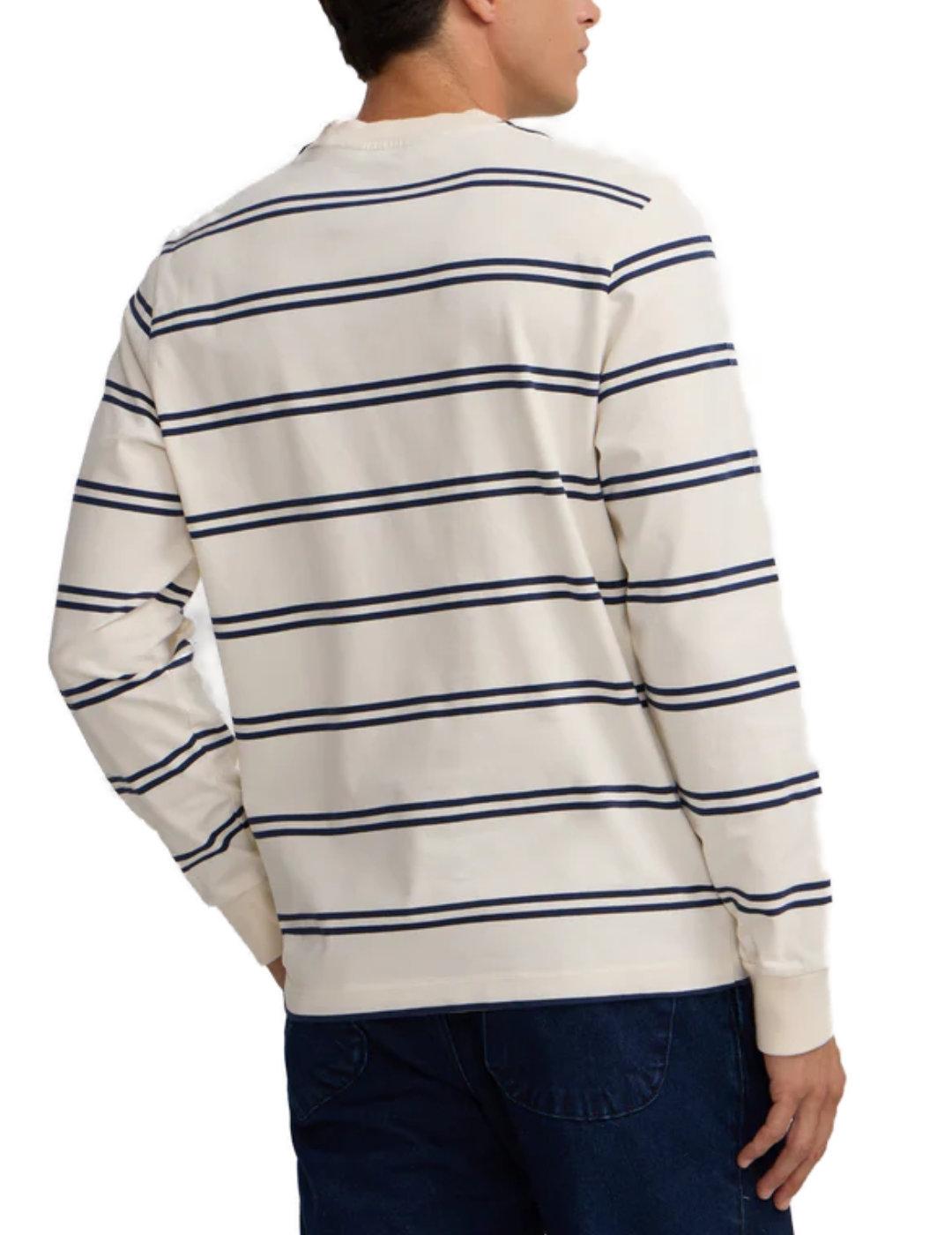 Camiseta Silbon manga larga rayas marino y crudo para hombre