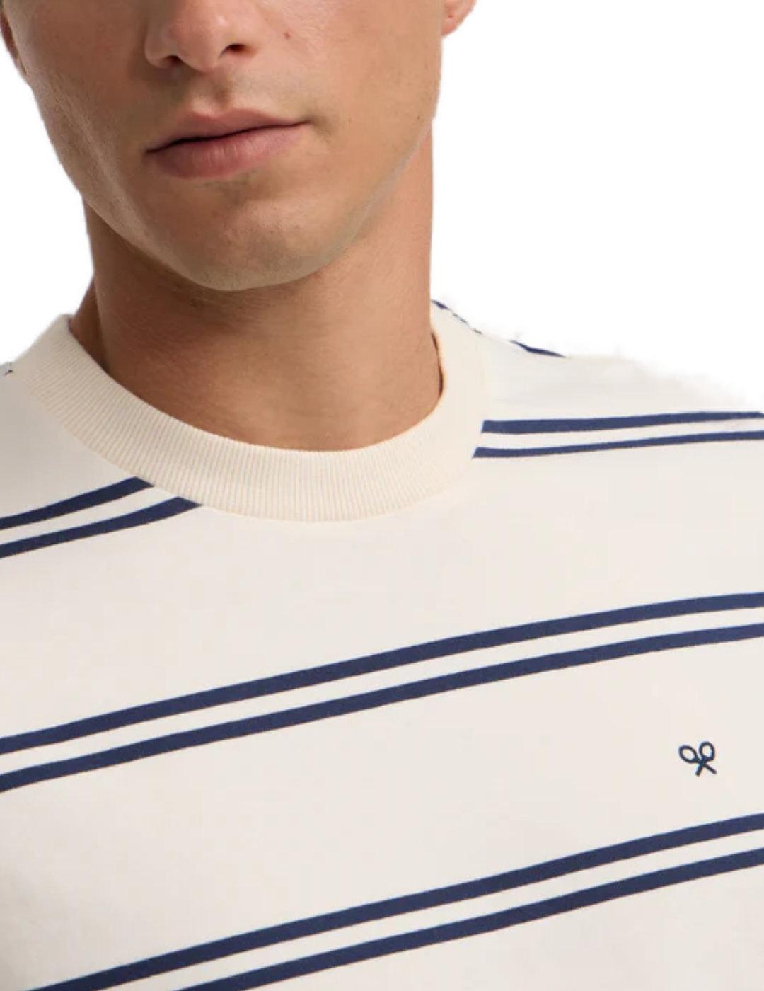 Camiseta Silbon manga larga rayas marino y crudo para hombre