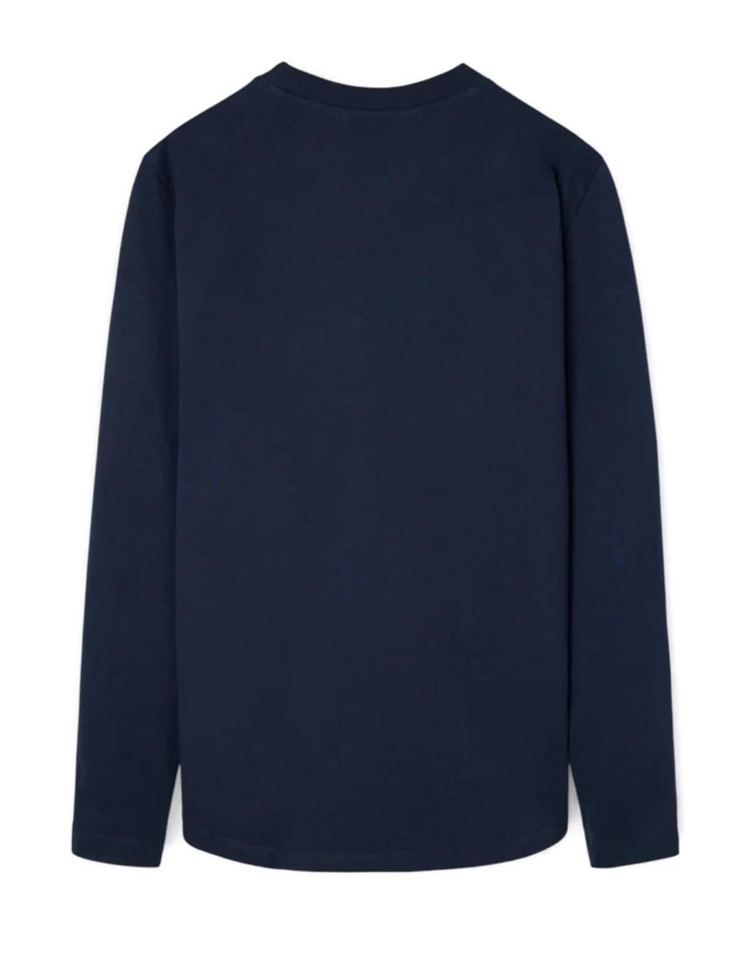 Camiseta Silbon manga larga logo medio marino de hombre